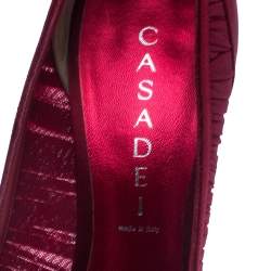 Casadei Red Satin Bow Peep Toe Pumps Size 38.5