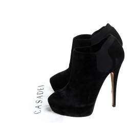 Pre Owned Casadei Black Suede Platform Ankle Boots Size 36.5