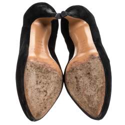 Pre Owned Casadei Black Suede Platform Ankle Boots Size 36.5