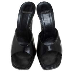 Casadei Black Leather Open Toe Sandals Size 41