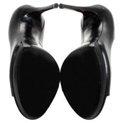 Pre Owned Casadei Black Leather Peep Toe Pumps Size 38.5