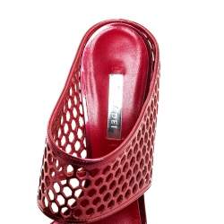 Casadei Metallic Red Patent Leather Candylux Slide Sandals Size 39