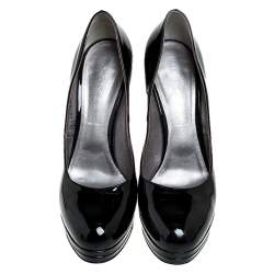 Pre Owned Casadei Black Patent Leather Embellished Heel Platform Pumps Size 40