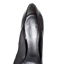 Pre Owned Casadei Black Patent Leather Embellished Heel Platform Pumps Size 40