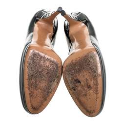 Pre Owned Casadei Black Patent Leather Embellished Heel Platform Pumps Size 40