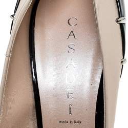 Pre Owned Casadei Black/Beige Leather Pointed Toe Pumps Size 40