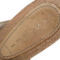 Pre Owned Casadei Pink Croc Embossed Leather Open Toe Platform Sandals Size 37.5