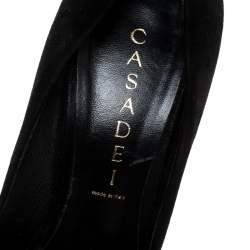Pre Owned Casadei Black Suede Leather Pointed Toe Pumps Size 37.5