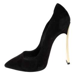 Pre Owned Casadei Black Suede Leather Pointed Toe Pumps Size 37.5