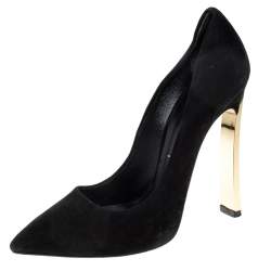 Pre Owned Casadei Black Suede Leather Pointed Toe Pumps Size 37.5
