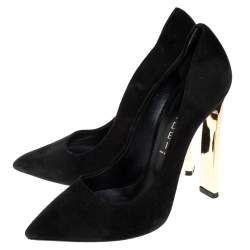 Pre Owned Casadei Black Suede Leather Pointed Toe Pumps Size 37.5