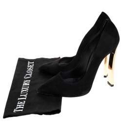 Pre Owned Casadei Black Suede Leather Pointed Toe Pumps Size 37.5