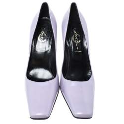 Casadei Lilac Leather Square Toe Pumps Size 38