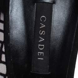 Casadei Black Mesh Panel and Suede Open Toe D'orsay Pumps Size 41