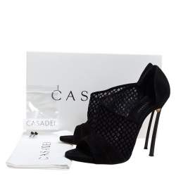 Casadei Black Mesh Panel and Suede Open Toe D'orsay Pumps Size 41