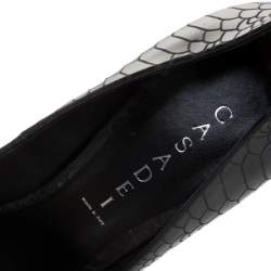 Pre Owned Casadei Grey Python Embossed Leather Round Toe Platform Pumps Size 40