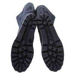 Pre Owned Casadei Navy Blue Suede Concealed Wedge Knee Length Boots Size 39