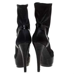 Pre Owned Casadei Black Satin Cap Te Platform Ankle Boots Size 40