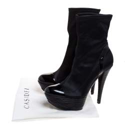 Pre Owned Casadei Black Satin Cap Te Platform Ankle Boots Size 40