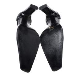 Pre Owned Casadei Black Leather Strap Metal Heel Pumps Size 38