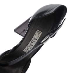 Pre Owned Casadei Black Leather Strap Metal Heel Pumps Size 38