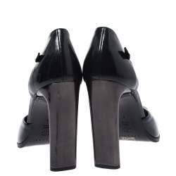 Pre Owned Casadei Black Leather Strap Metal Heel Pumps Size 38