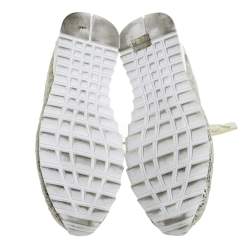 Pre Owned Casadei White/Gold Lace And Leather Trim Lace Up Sneakers Size 41