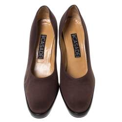 Casadei Brown Fabric Platform Pumps Size 35