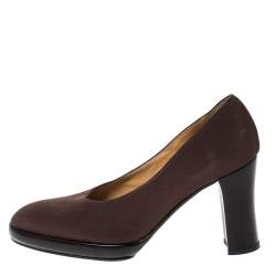 Casadei Brown Fabric Platform Pumps Size 35