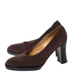 Casadei Brown Fabric Platform Pumps Size 35