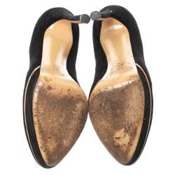 Pre Owned Casadei Black Suede Daisy Platform Pumps Size 39.5