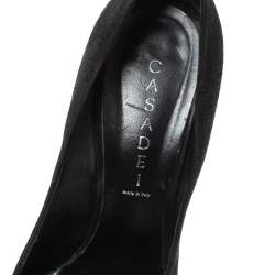 Pre Owned Casadei Black Suede Daisy Platform Pumps Size 39.5