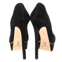 Pre Owned Casadei Black Suede Daisy Platform Pumps Size 39.5