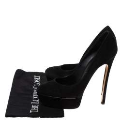 Pre Owned Casadei Black Suede Daisy Platform Pumps Size 39.5