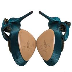 Pre Owned Casadei Multicolor Lamé Fabric Platform Ankle Strap Sandals Size 38