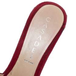Pre Owned Casadei Red Suede Crystal Embellished Open Toe Platform Slide Sandals Size 39