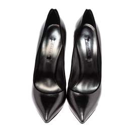 Pre Owned Casadei Grey Leather Pointed Toe Pumps Size 38.5 