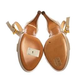 Pre Owned Casadei Beige Leather Cut Out Open Toe Slingback Sandals Size 39