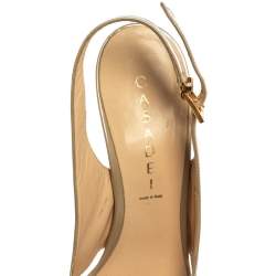 Pre Owned Casadei Beige Leather Cut Out Open Toe Slingback Sandals Size 39
