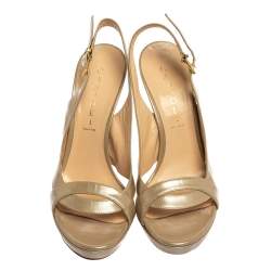 Pre Owned Casadei Beige Leather Cut Out Open Toe Slingback Sandals Size 39