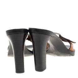 Pre Owned Casadei Brown Leather Slide Sandals Size 39