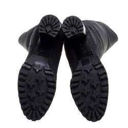 Pre Owned Casadei Black Leather Knee Boots Size 38