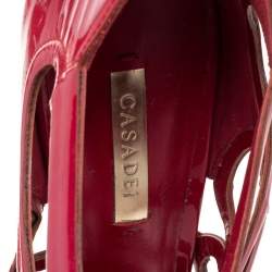Pre Owned Casadei Dark Pink Patent Leather Caged Platform Sandals Size 40