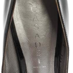 Casadei Black Patent Leather Platform Peep Toe Pumps Size 40