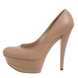 Casadei Beige Leather Platform Pumps Size 38.5