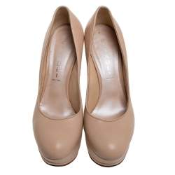 Casadei Beige Leather Platform Pumps Size 38.5