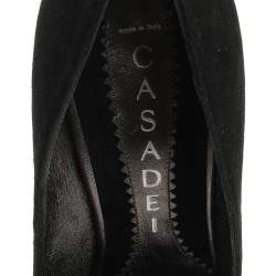 Pre Owned حذاء كعب عالى كاسادى كعب روكى مقدمة مدببة زخرفة كريستال سويدى أسود مقاس 36