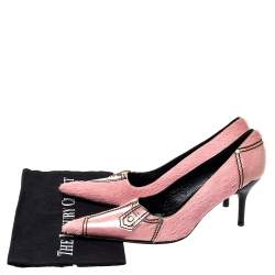 Pre Owned حذاء كعب عالي كاسادي فرو وردي وبي في سي مقدمة مدببة مقاس 40