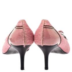 Pre Owned حذاء كعب عالي كاسادي فرو وردي وبي في سي مقدمة مدببة مقاس 40