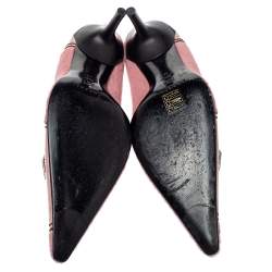 Pre Owned حذاء كعب عالي كاسادي فرو وردي وبي في سي مقدمة مدببة مقاس 40